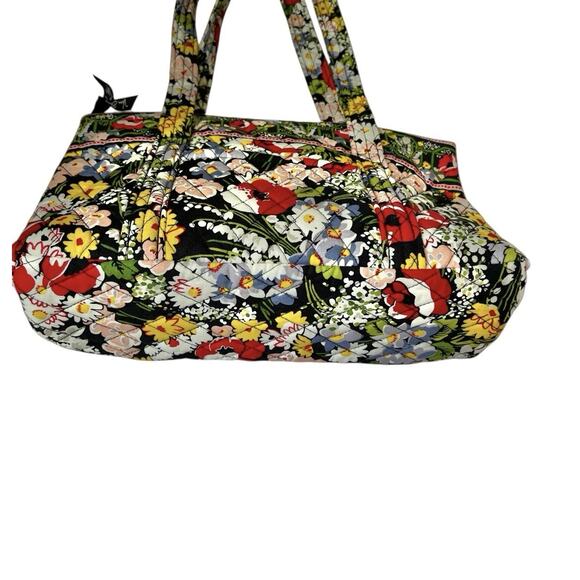Vera Bradley Quilted Shoulder Bag Purse Poppy Fields Red Yellow Floral Zip Top - Picture 13 of 16